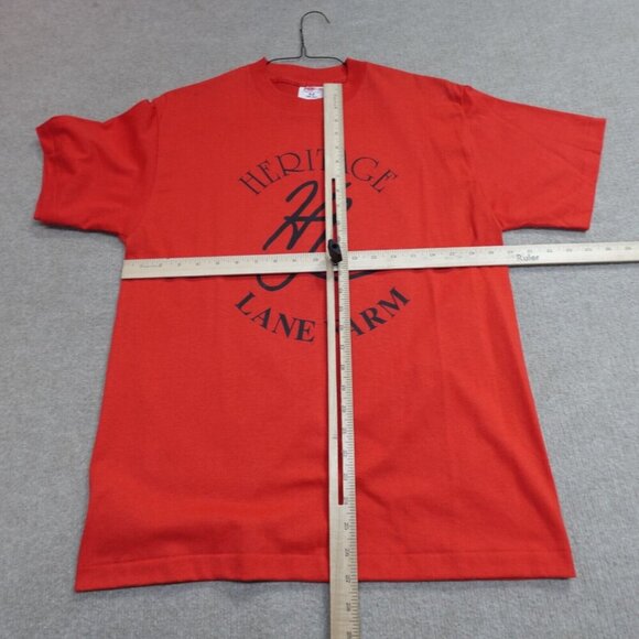 Vintage Heritage Lane Farms Shirt Medium Red USA Made Double Sided - Picture 7 of 10